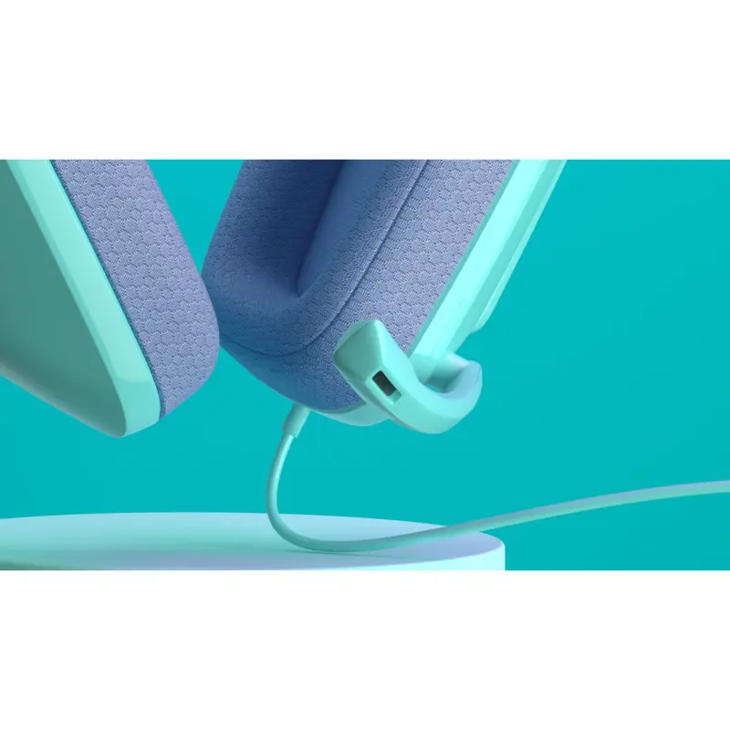 AUDÍFONOS DE DIADEMA GAMING DE COLOR MENTA LOGITECH DE CABLE CON MICRÓFONO PLUG-AND-PLAY G335